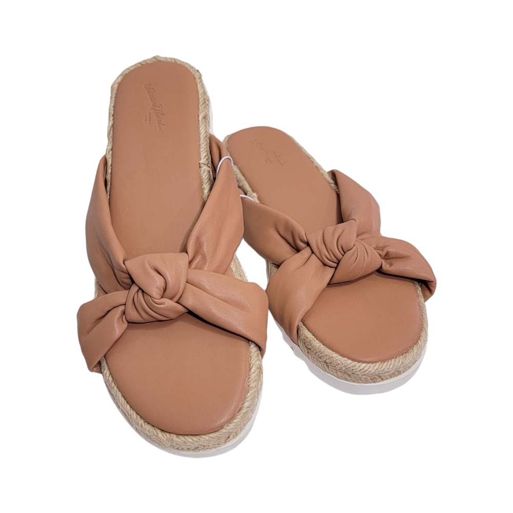 Universal Thread Warm Tan Dena Knotted Slip On Faux Leather Sandals Size 9 NWT